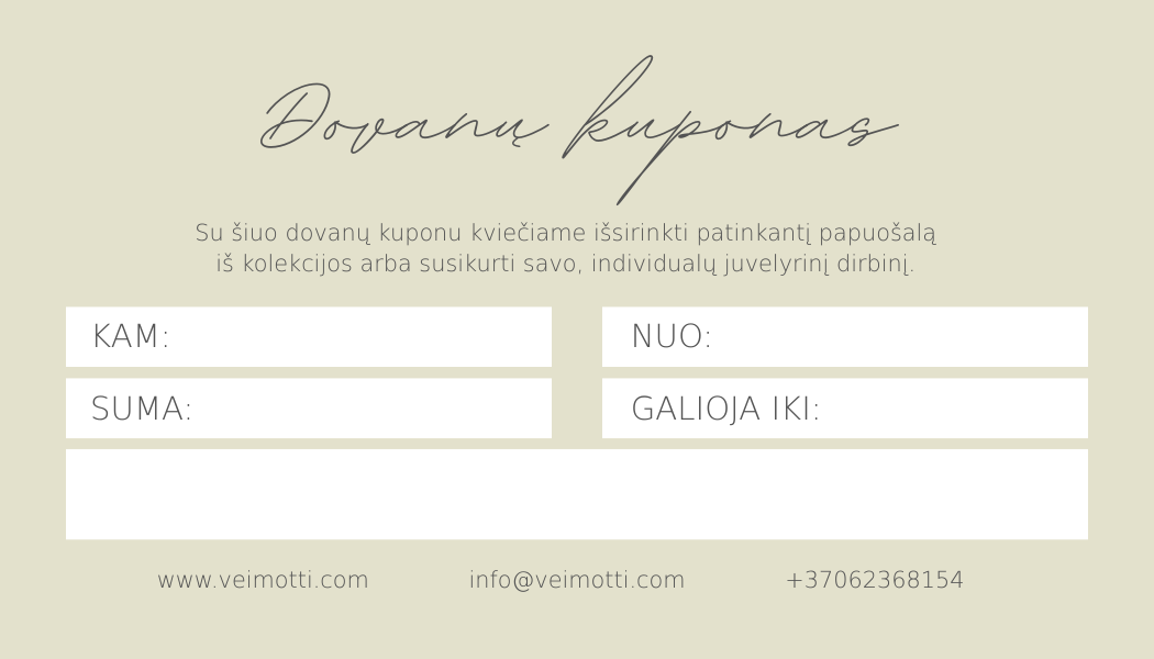 veimotti Dovanų kuponas